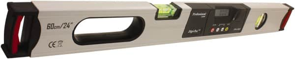 Digi-Pas - 24" Long 2 Vial Box Beam Level - Aluminum, Black/Gray, 1 Plumb & 1 Level Vial - Strong Tooling