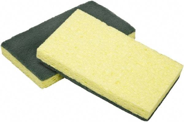 Ability One - 3-1/4" Long x 1/2" Wide x 1" Thick Scouring Sponge - Nonabrasive, Yellow/Green - Strong Tooling