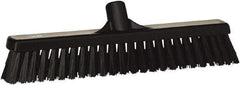 Vikan - 16" Combo Duty Synthetic Push Broom - 2" Bristle Length, Plastic Block, European Threaded Handle Connection - Strong Tooling