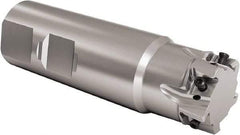 Seco - 1-1/4" Cut Diam, 8mm Max Depth of Cut, 1-1/4" Shank Diam, 4-1/2" OAL, Indexable Square Shoulder End Mill - LOEX Inserts, Weldon Shank, 90° Lead Angle, Through Coolant, Series Square T4-08 - Strong Tooling