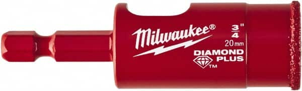 Milwaukee Tool - 3/4" Diam, 1-1/2" Cutting Depth, Hole Saw - Diamond Grit Saw, Continuous Edge - Strong Tooling