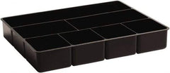 Rubbermaid - 7 Compartment, 15 Inch Wide x 11.73 Inch Deep x 2-1/2 Inch High, Drawer Organizer - Plastic, Black - Strong Tooling