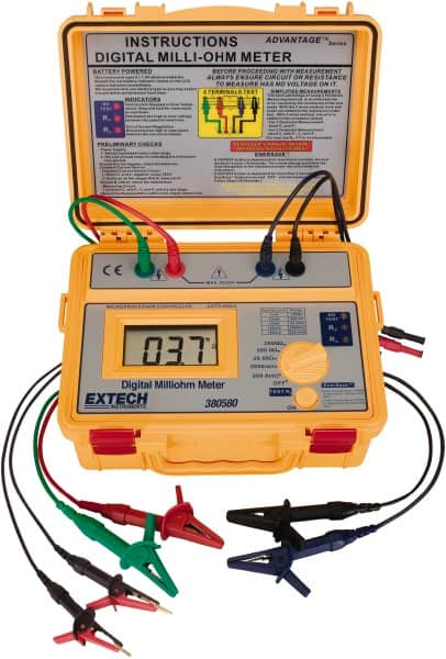 Extech - Digital LCD Display, 0.002 Megohm Electrical Insulation Resistance Tester & Megohmmeter - Powered by AA Battery - Strong Tooling