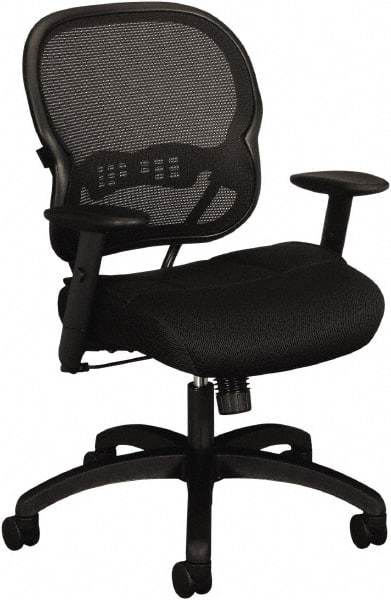 Basyx - 41-3/4" High Mid Back Chair - 27-3/8" Wide x 26-3/8" Deep, Padded Mesh Seat, Black - Strong Tooling