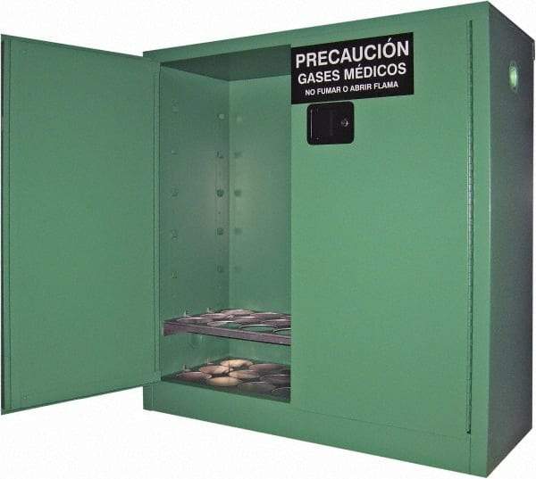 Securall Cabinets - 2 Door, Green Steel Standard Safety Cabinet for Flammable and Combustible Liquids - 44" High x 43" Wide x 18" Deep, Manual Closing Door, 3 Point Key Lock, D, E Cylinder Capacity - Strong Tooling