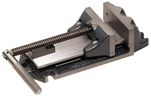 Cardinal Tool - 7" Jaw Opening Capacity x 2" Throat Depth, Horizontal Drill Press Vise - 6" Wide x 2" High Jaw, Stationary Base, Rapid Action, 17" OAL x 3-7/8" Overall Height, Steel - Strong Tooling