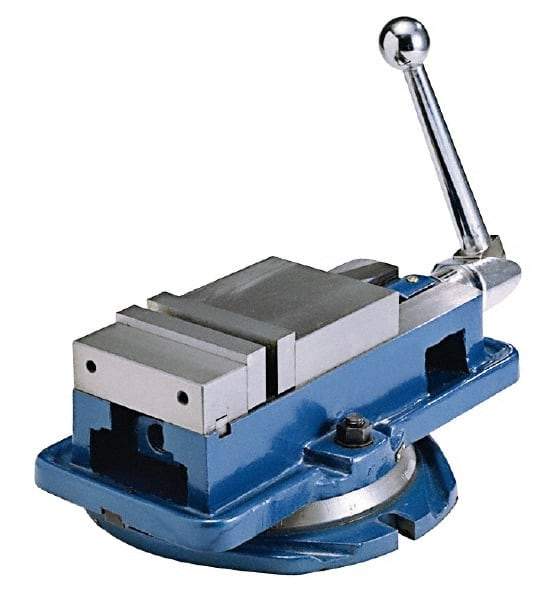 Interstate - 4" Jaw Width, 4" Jaw Opening Capacity, Horizontal Swivel Machine Vise - Manual Operation, 4,409 Lb Capacity, 1 Station, 14.85" Long x 4-31/32" High x 1-1/8" Deep, 1-1/8" Jaw Height - Strong Tooling