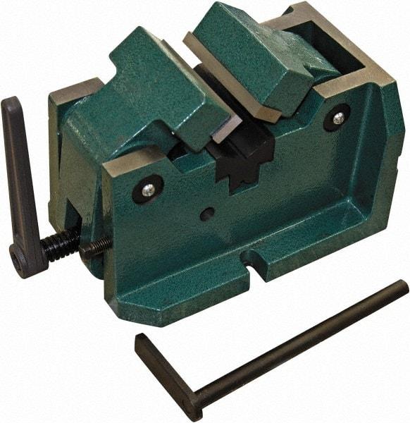 Interstate - 4" Jaw Width, 2-3/8" Max Jaw Opening, Manual Self Centering Vise - 11-27/64" OAL x 7-11/16" OAH - Strong Tooling