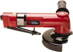 Chicago Pneumatic - 4-1/2" Wheel Diam, 12,000 RPM, Pneumatic Angle & Disc Grinder - 3/8-24 Spindle, 29.7 CFM, Front Exhaust - Strong Tooling