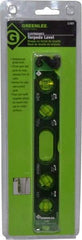 Greenlee - Magnetic 8-1/2" Long 4 Vial Torpedo Level - Aluminum, Green, 1 0°, 1 30°, 1 45° & 1 90° Vials - Strong Tooling