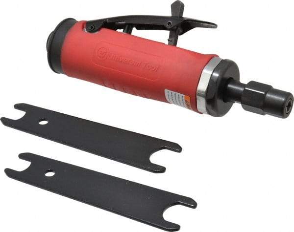 Universal Tool - 1/4" Collet, Straight Handle, Straight Air Die Grinder - 20,000 RPM, Rear Exhaust, 16 CFM, 0.45 hp, 90 psi, 1/4 NPT - Strong Tooling