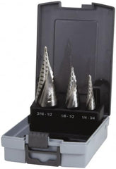 Hertel - 1/8 to 3/4", 118° Point, Bright Finish, High Speed Steel Step Drill Bit Set - Strong Tooling