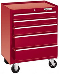 Waterloo - 5 Drawer 1,100 Lb Capacity Steel Tool Roller Cabinet - 26-1/2" Wide x 34-1/2" High x 18" Deep, Ball Bearing Drawer Slides, Red - Strong Tooling