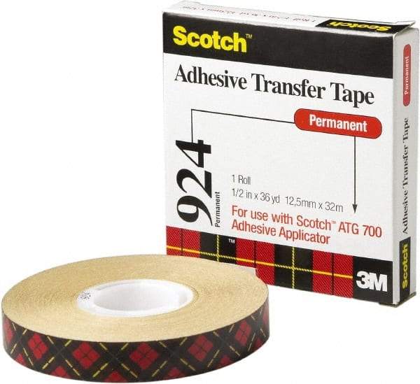 3M - 60 Yds. Long x 1/2" Wide, Medium Strength Acrylic Adhesive Transfer Tape - 2 mil Thick - Strong Tooling