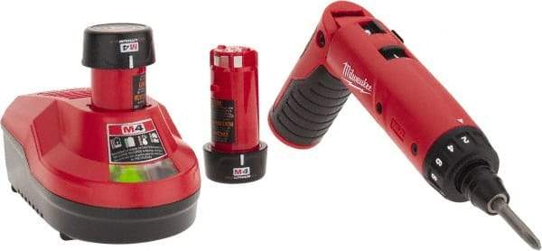 Milwaukee Tool - 4 Volts, Lithium-Ion Battery, Swivel Handle Cordless Screwdriver - 200, 600 RPM, 44 Inch/Lbs. Torque - Strong Tooling