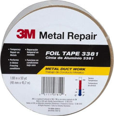 3M - 2" x 50 Yds Silver Foil Tape - 2.7 mil, Acrylic Adhesive, Aluminum Foil Backing, 10 Lb/ln Tensile Strength, -30°F to 260°F, Series 3381 - Strong Tooling