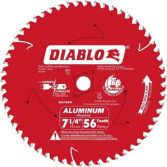 Freud - 7-1/4" Diam, 5/8" Arbor Hole Diam, 56 Tooth Wet & Dry Cut Saw Blade - Carbide-Tipped, Burr-Free Action, Standard Round Arbor - Strong Tooling