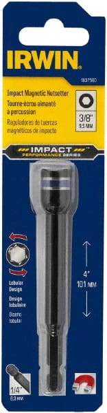 Irwin - 3/8" Magnetic Nutsetter - 1/4" Hex Drive, 4" OAL, 9/16" Socket Nose Diam - Strong Tooling