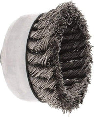 Value Collection - 4" Diam, Stainless Steel Fill Cup Brush - 0.023 Wire Diam, 1-1/4" Trim Length, 9,000 Max RPM - Strong Tooling