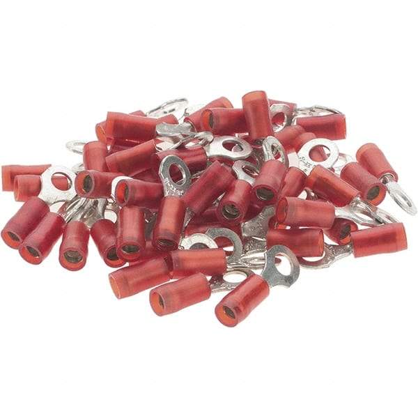 Value Collection - 22-18 AWG Partially Insulated Crimp Connection D Shaped Ring Terminal - #8 Stud, Tin Plated Copper Contact - Strong Tooling