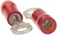 Value Collection - 22-18 AWG Partially Insulated Crimp Connection D Shaped Ring Terminal - #6 Stud, Tin Plated Copper Contact - Strong Tooling