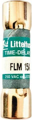 Value Collection - 250 VAC, 15 Amp, Time Delay Plug Fuse - 1-1/2" OAL, 10 at AC kA Rating, 13/32" Diam - Strong Tooling