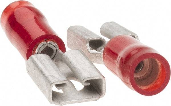 Value Collection - 22 to 18 AWG, Nylon, Partially Insulated, Female Wire Disconnect - 1/4" Wide Tab, Red, CSA Certified, UL Listed - Strong Tooling