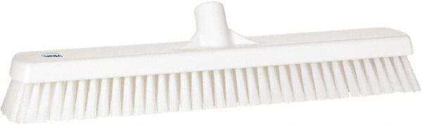 Vikan - 1.8" Bristle Length, Polyester Scrub Brush - 18" Long x 2-1/2" Wide Head, 19" OAL, European Threaded Handle, White, Polypropylene Block - Strong Tooling