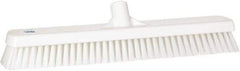 Vikan - 1.8" Bristle Length, Polyester Scrub Brush - 18" Long x 2-1/2" Wide Head, 19" OAL, European Threaded Handle, White, Polypropylene Block - Strong Tooling