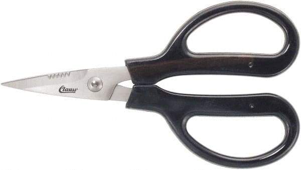 Clauss - 3" LOC, 9-1/4" OAL Stainless Steel Blunt Point Trimmers - Serrated, Plastic Handle, For Paper, Fabric - Strong Tooling