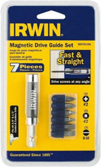 Irwin - 7 Piece, 1/4" Drive Screwdriver Drive Guide Set - #2 Phillips, 0.05 to 1/4" Hex, 1.27 to 10mm Hex, #1 & #2 Square Recess - Strong Tooling