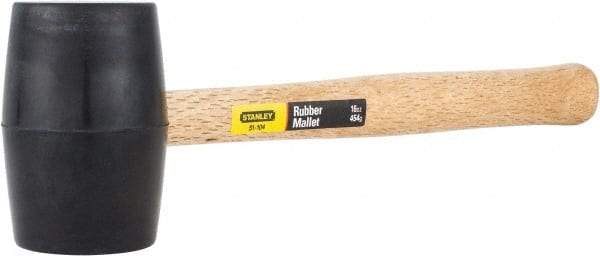 Stanley - 1 Lb Head Rubber Mallet - 13-1/2" OAL, 11" Long Wood Handle - Strong Tooling