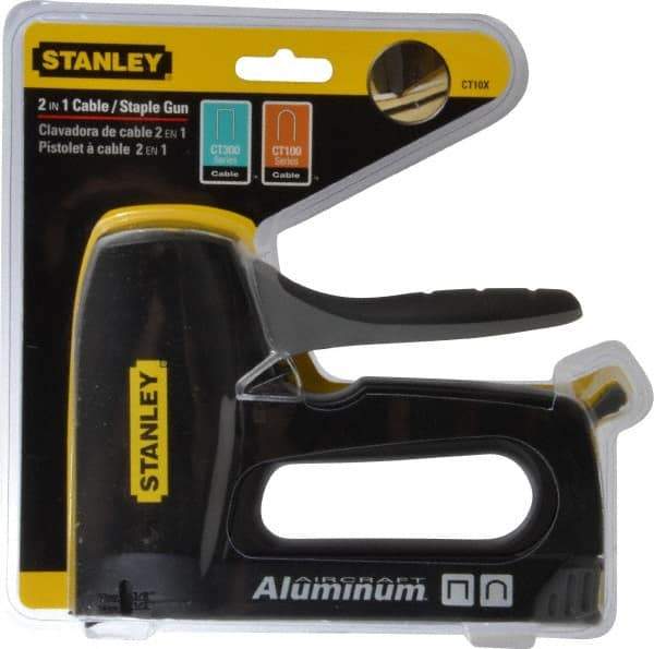 Stanley - Manual Wire & Cable Tacker Gun - 5/16" Staples, Chrome & Black, Aluminum Die Cast - Strong Tooling