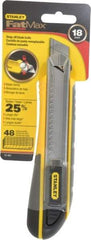 Stanley - Snap Utility Knife - 4-3/8" Blade, Yellow, Silver & Black TPE Handle, 6 Blades Included - Strong Tooling