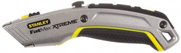 Stanley - Retractable Utility Knife - 2-7/16" Blade, Yellow, Silver & Black Zinc Handle, 4 Blades Included - Strong Tooling