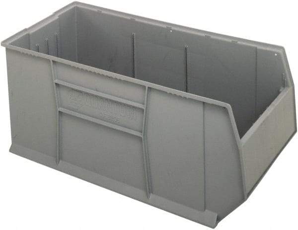 Quantum Storage - 175 Lb. Load Capacity, 41-7/8" Deep, Gray Polypropylene Hopper Stacking Bin - 17-1/2" High x 19-7/8" Wide x 41-7/8" Long - Strong Tooling