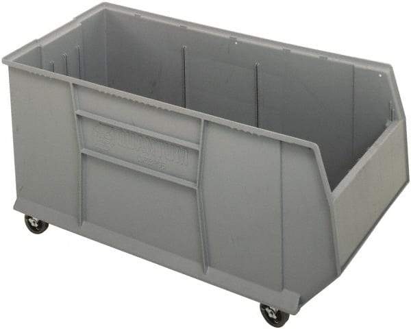 Quantum Storage - 175 Lb. Load Capacity, 41-7/8" Deep, Gray Polypropylene Hopper Stacking Bin - 17-1/2" High x 16-1/2" Wide x 41-7/8" Long - Strong Tooling