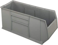 Quantum Storage - 175 Lb. Load Capacity, 41-7/8" Deep, Gray Polypropylene Hopper Stacking Bin - 17-1/2" High x 16-1/2" Wide x 41-7/8" Long - Strong Tooling