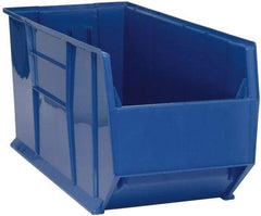 Quantum Storage - 175 Lb. Load Capacity, 41-7/8" Deep, Blue Polypropylene Hopper Stacking Bin - 17-1/2" High x 16-1/2" Wide x 41-7/8" Long - Strong Tooling