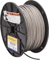 Value Collection - 500' Long, 1/8" Diam, Aircraft Cable - 1,780 Lb Breaking Strength, Material Grade 316, 7 x 19 Strand Core - Strong Tooling