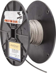 Value Collection - 50' Long, 1/8" Diam, Aircraft Cable - 1,780 Lb Breaking Strength, Material Grade 316, 7 x 19 Strand Core - Strong Tooling