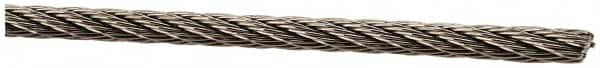 Value Collection - 1' Long, 1/8" Diam, Aircraft Cable - 1,360 Lb Breaking Strength, Material Grade 316, 7 x 7 Strand Core - Strong Tooling