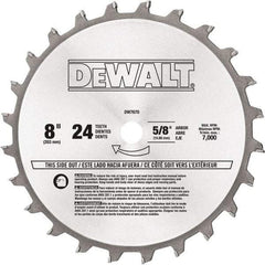 DeWALT - 8" Diam, 5/8" Arbor Hole Diam, 24 Tooth Wet & Dry Cut Saw Blade - Tungsten Carbide-Tipped, Standard Round Arbor - Strong Tooling