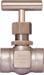 Brennan - 1/2" Pipe, Straight Needle Valve - PTFE Seal, NPT Ends, Stainless Steel Valve, 6,000 Max psi - Strong Tooling