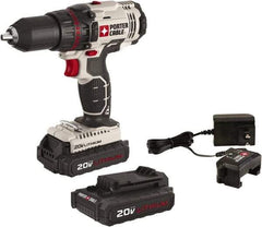 Porter-Cable - 20 Volt 1/2" Chuck Pistol Grip Handle Cordless Drill - 0-350 & 0-1500 RPM, Single-Sleeve Ratcheting Chuck, Reversible, 2 Lithium-Ion Batteries Included - Strong Tooling