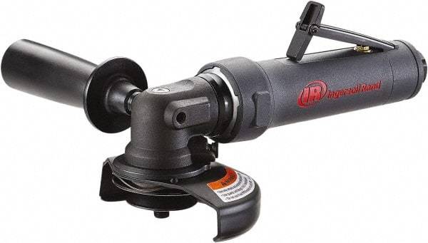 Ingersoll-Rand - 4" Wheel Diam, 13,500 RPM, Pneumatic Angle & Disc Grinder - 3/8-24 Spindle, 22 CFM, Rear Exhaust - Strong Tooling