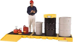 UltraTech - 121 Gal Sump, 7,500 Lb Capacity, 5 Drum, Polyethylene Spill Deck or Pallet - 129-3/4" Long x 5-3/4" Wide x 26" High, Low Profile, Inline Drum Configuration - Strong Tooling