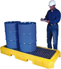 UltraTech - 66 Gal Sump, 4,500 Lb Capacity, 3 Drum, Polyethylene Spill Deck or Pallet - 76" Long x 27" Wide x 9" High, Liftable Fork, Drain Included, Low Profile, Inline Drum Configuration - Strong Tooling