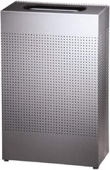 Rubbermaid - 13 Gal Silver Rectangle Decorative Waste Receptacle With Top - Steel, 30" High x 19-1/2" Long x 495.3mm Wide - Strong Tooling