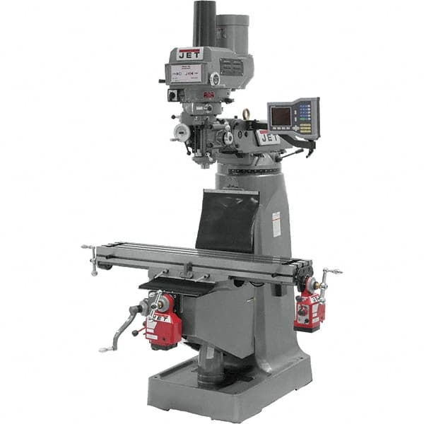 Jet - 9" Table Width x 49" Table Length, Variable Speed Pulley Control, 3 Phase Knee Milling Machine - R8 Spindle Taper, 3 hp - Strong Tooling